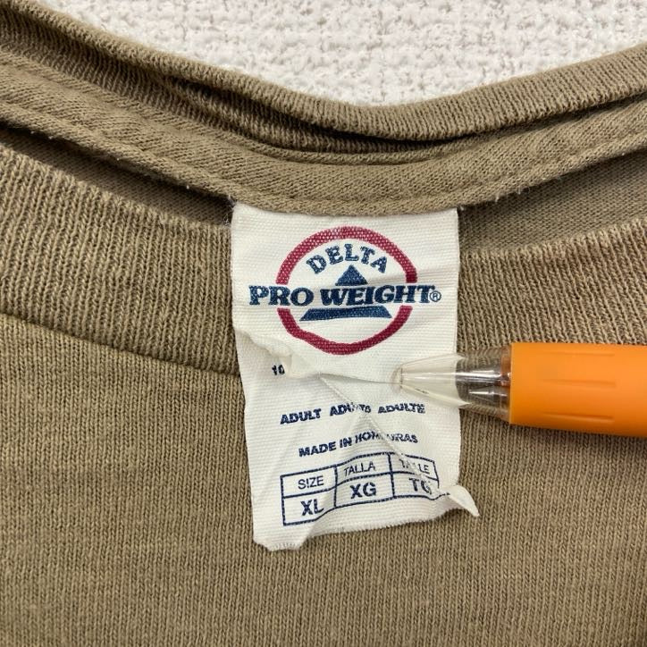 古着 used　DELTA　PRO WEIGHT　半袖プリントTシャツ　クルーネック　クールエイドマン　カーキー　XLサイズ