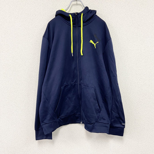 PUMA　プーマ　フルジップジャージパーカー/フーディー　紺　ネイビー　蛍光色　2XLサイズ