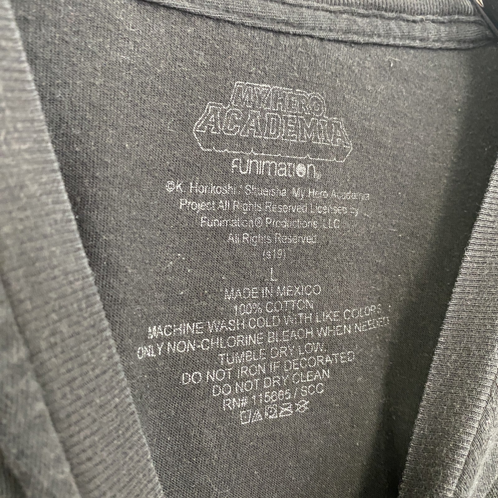 古着 used　僕のヒーローアカデミア　緑谷出久　デク　メキシコ製　半袖アニメキャラクタープリントTシャツ　黒　Lサイズ