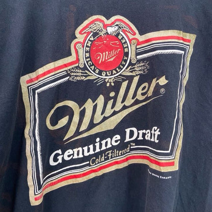 古着 used　80s　SCREEN STARS　半袖プリントTシャツ　ミラービール　お酒　黒　ブラック　ヴィンテージ　XLサイズ