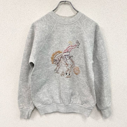 ～90s　Tultex　スウェット/トレーナー　刺繍カウボーイ　ラグランスリーブ　ヴィンテージ　霜降りグレー　Mサイズ
