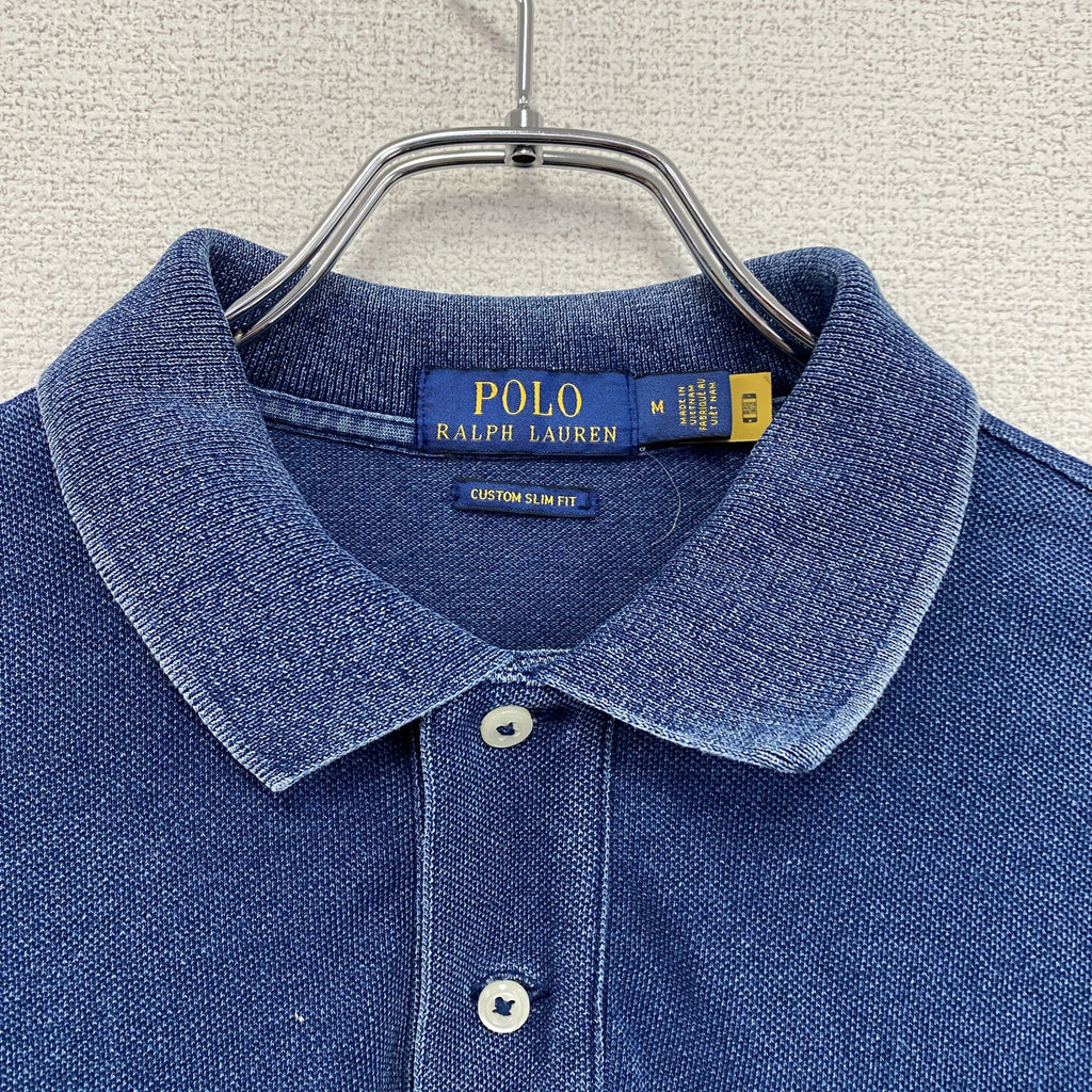 POLO RALPH LAUREN　ポロラルフローレン　半袖ポロシャツ　刺繡ロゴ　インディゴ　Mサイズ