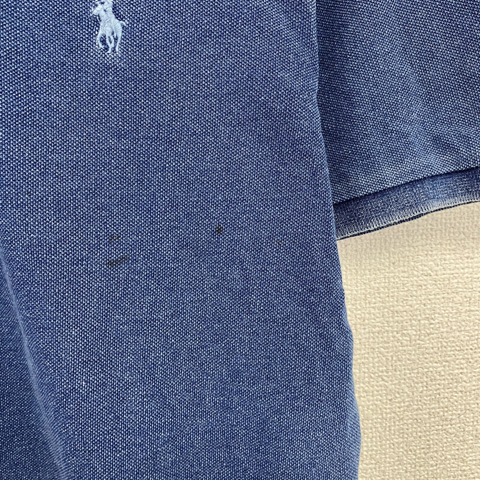 POLO RALPH LAUREN　ポロラルフローレン　半袖ポロシャツ　刺繡ロゴ　インディゴ　Mサイズ