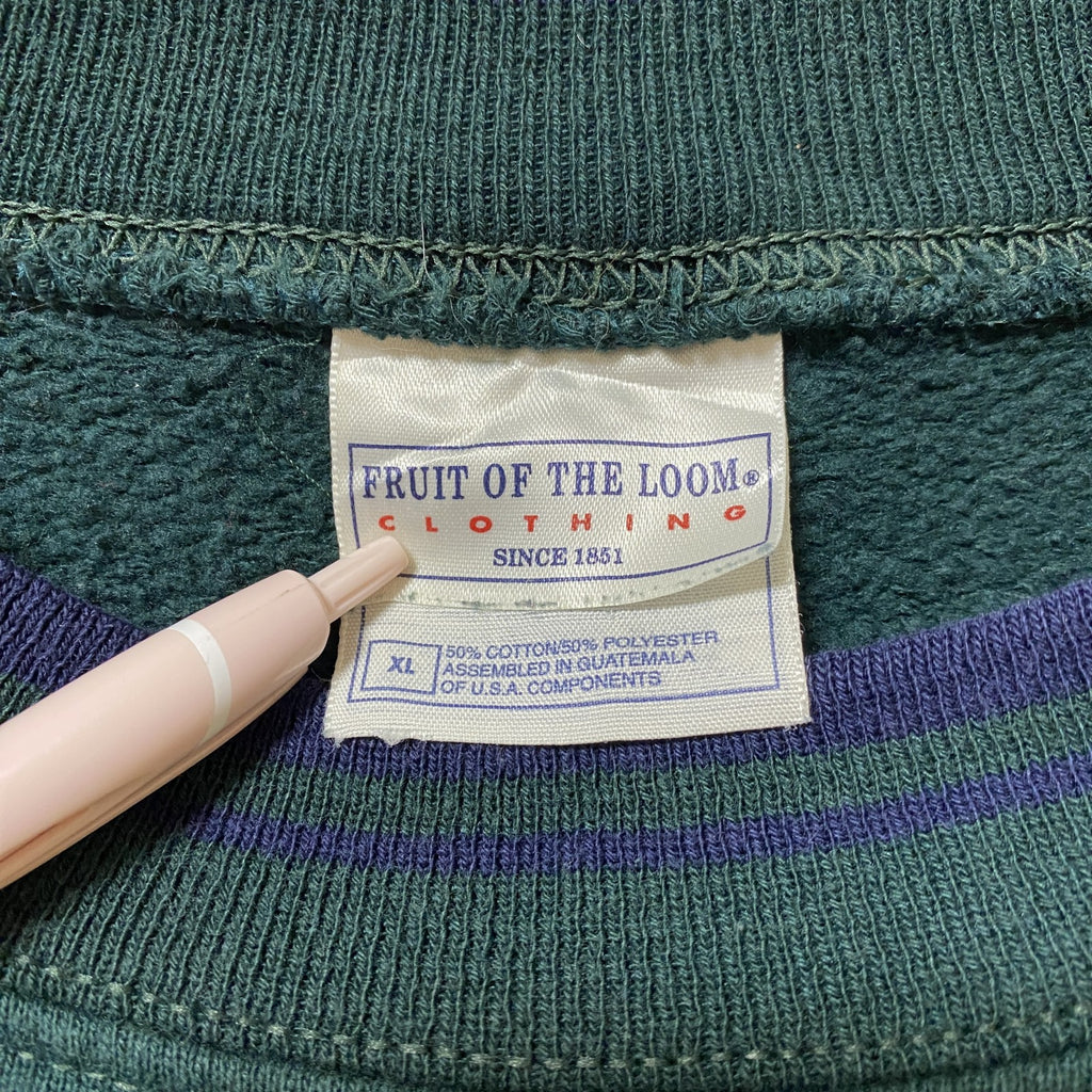 古着 used　FRUIT OF THELOOM フルーツオブザルーム　長袖スウェット　トレーナー　ノームコア　緑　XLサイズ