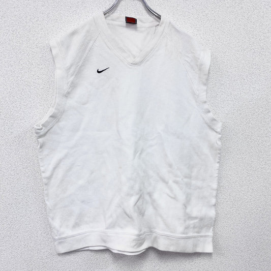 90s　NIKE　ナイキ　コットンニットベスト　ヴィンテージ　白　ホワイト　Lサイズ