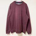 古着 used　IZOD アイゾッド　長袖ワンポイントロゴ刺繍スウェット　トレーナー　クルーネック　ワインレッド　えんじ　Lサイズ
