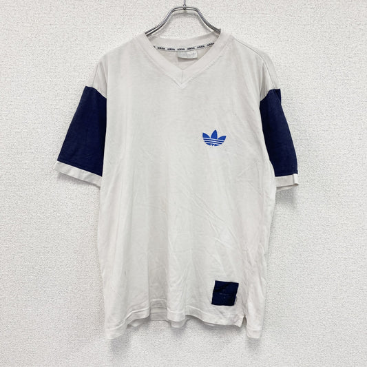 adidas　アディダス　半袖Tシャツ　Vネック　トレフォイルロゴ　デカロゴ　白　ホワイト　Mサイズ　