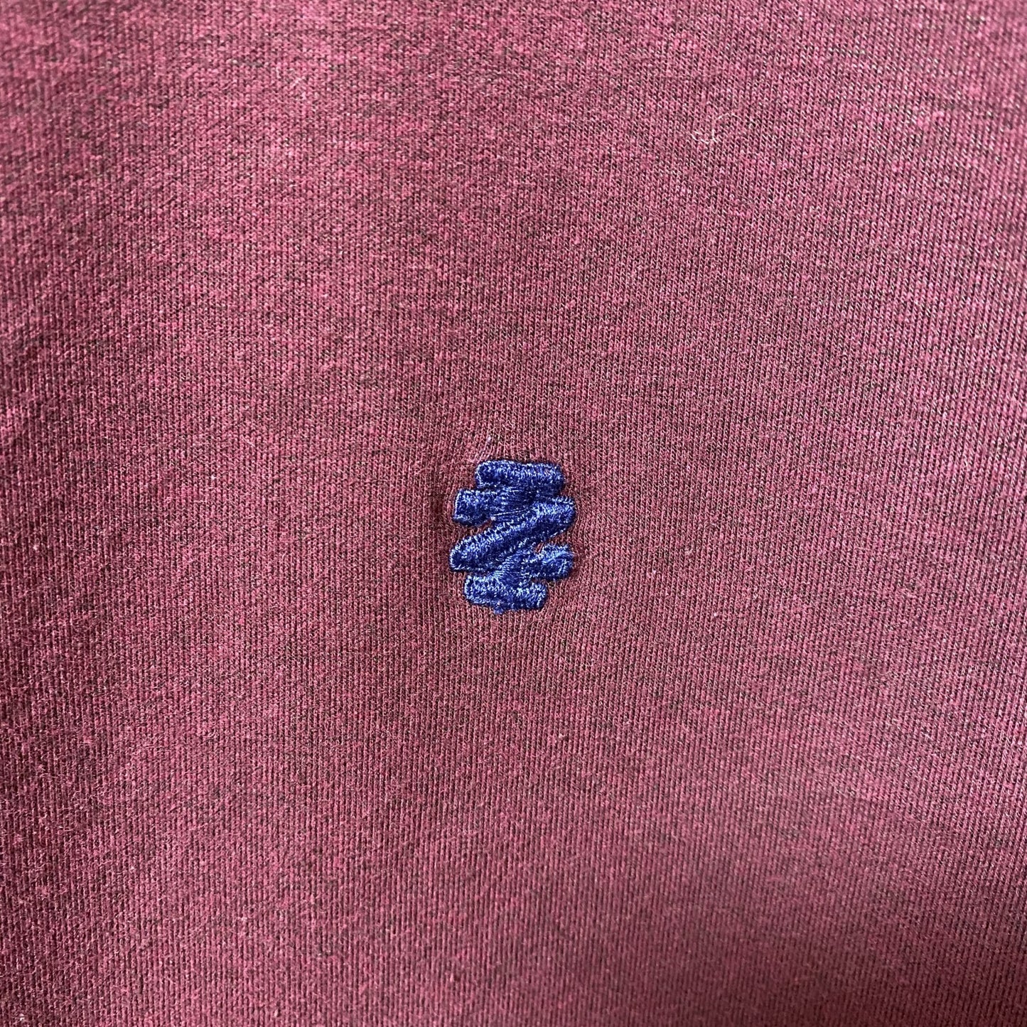 古着 used　IZOD アイゾッド　長袖ワンポイントロゴ刺繍スウェット　トレーナー　クルーネック　ワインレッド　えんじ　Lサイズ