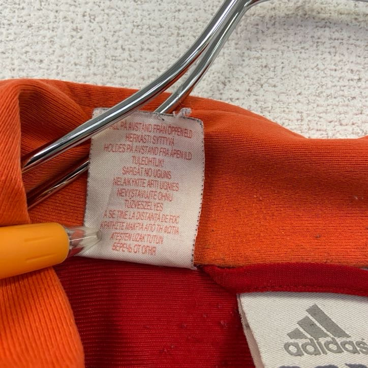 古着 used　adidas　アディダス　長袖ワンポイントロゴ刺繍ジャージ　トラックジャケット　赤　レッド　XLサイズ