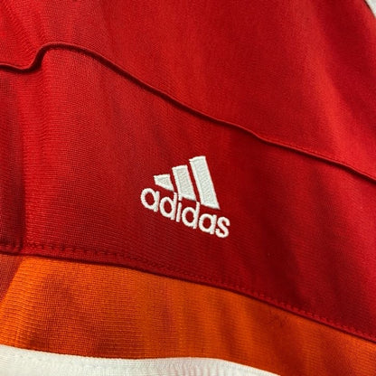 古着 used　adidas　アディダス　長袖ワンポイントロゴ刺繍ジャージ　トラックジャケット　赤　レッド　XLサイズ