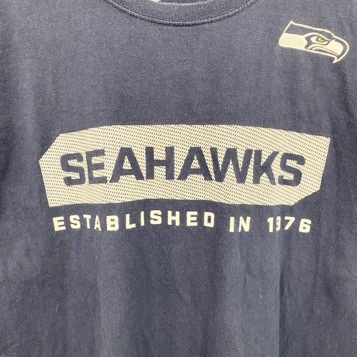 古着 used　NIKE　ナイキ　NFL　半袖プリントクルーネックTシャツ　シアトルシーホークス　フットボール　ネイビー　Lサイズ
