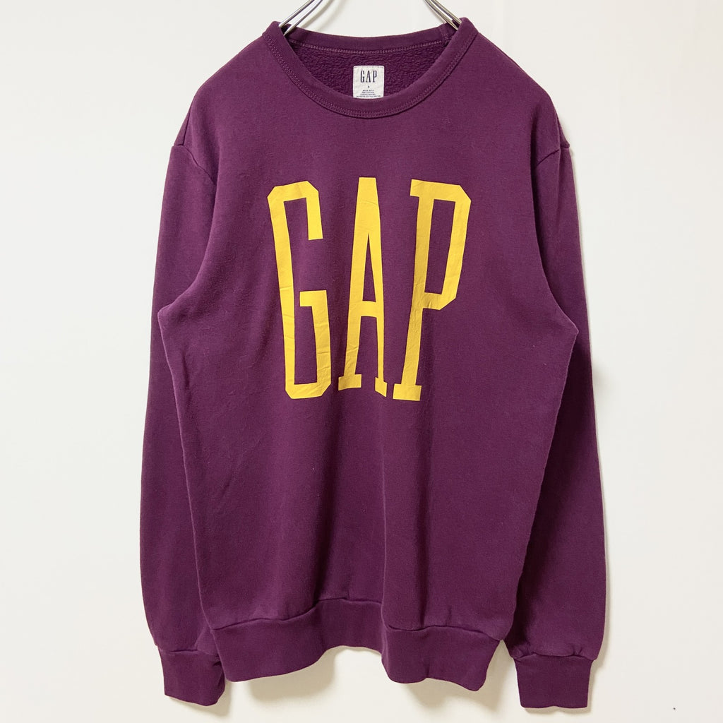 古着 used　GAP ギャップ　長袖スウェット　トレーナー　ビックロゴプリント　秋冬服　パープル　Sサイズ