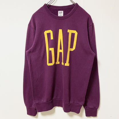 古着 used　GAP ギャップ　長袖スウェット　トレーナー　ビックロゴプリント　秋冬服　パープル　Sサイズ
