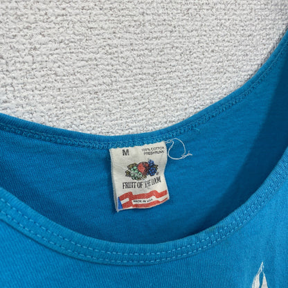 古着 used　FRUIT OF THE LOOＭ　タンクトップ　レトロデザイン　クルーネック　船　青　ブルー　Mサイズ