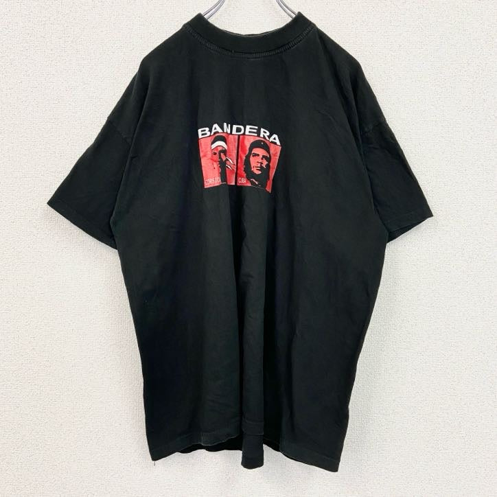 古着 used　B＆C　半袖人物プリントTシャツ　BANDERA　ゲバラ　クルーネック　レトロデザイン　革命家　黒　ブラック　