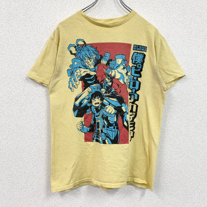 古着 used　僕のヒーローアカデミア　半袖アニメプリントTシャツ　ジャンプ　レトロ　クルーネック　黄色　イエロー　Mサイズ　