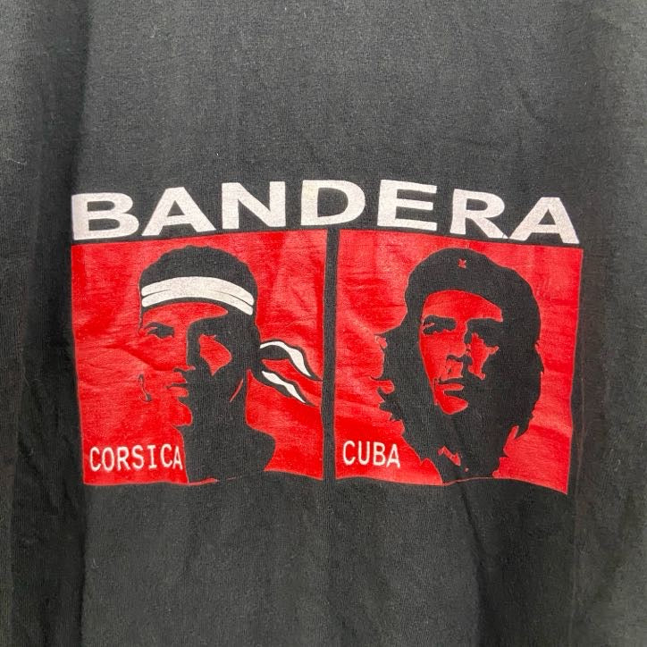 古着 used　B＆C　半袖人物プリントTシャツ　BANDERA　ゲバラ　クルーネック　レトロデザイン　革命家　黒　ブラック　