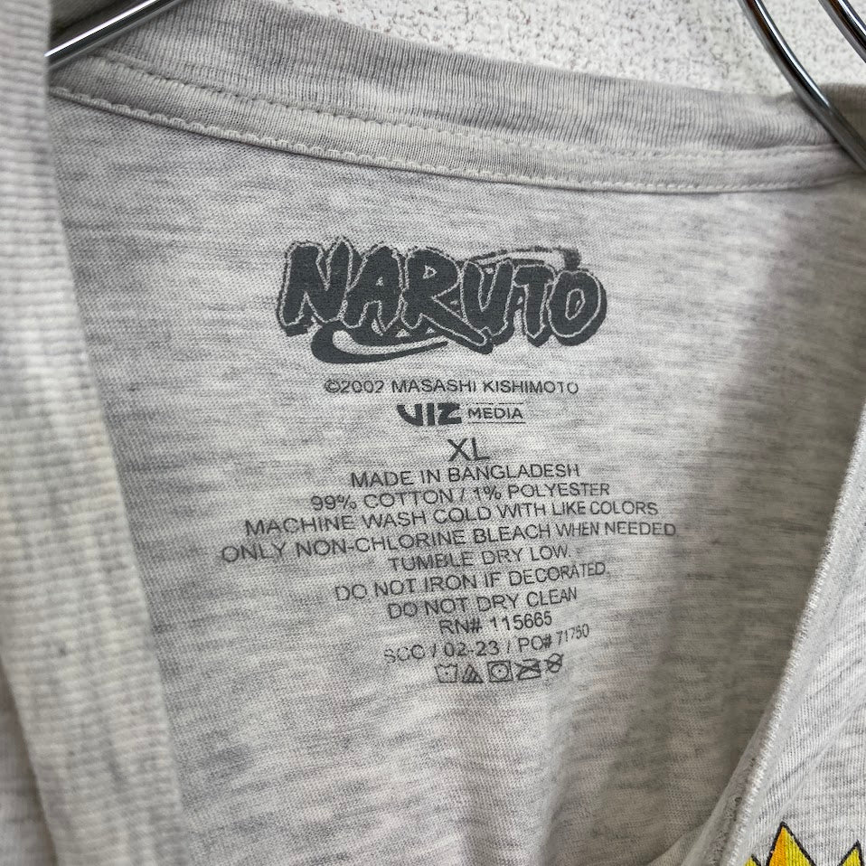 古着 used　NARUTO　うずまきナルト　半袖公式アニメプリントTシャツ　キャラクターデザイン　ライトグレー　Mサイズ