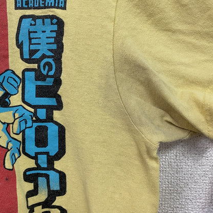 古着 used　僕のヒーローアカデミア　半袖アニメプリントTシャツ　ジャンプ　レトロ　クルーネック　黄色　イエロー　Mサイズ　