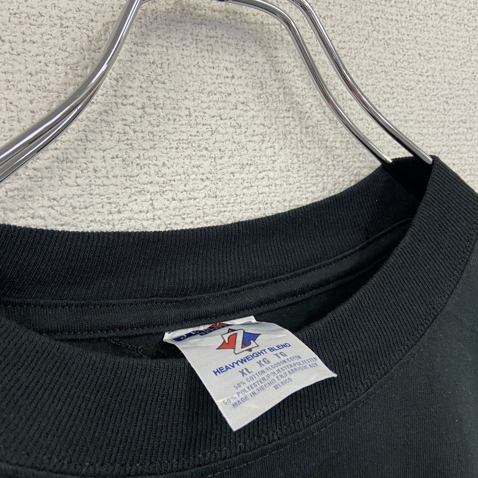 古着 used　JERZEES　半袖ビッグプリントTシャツ　クルーネック　レトロデザイン　バックプリント　黒　ブラック　XLサイズ