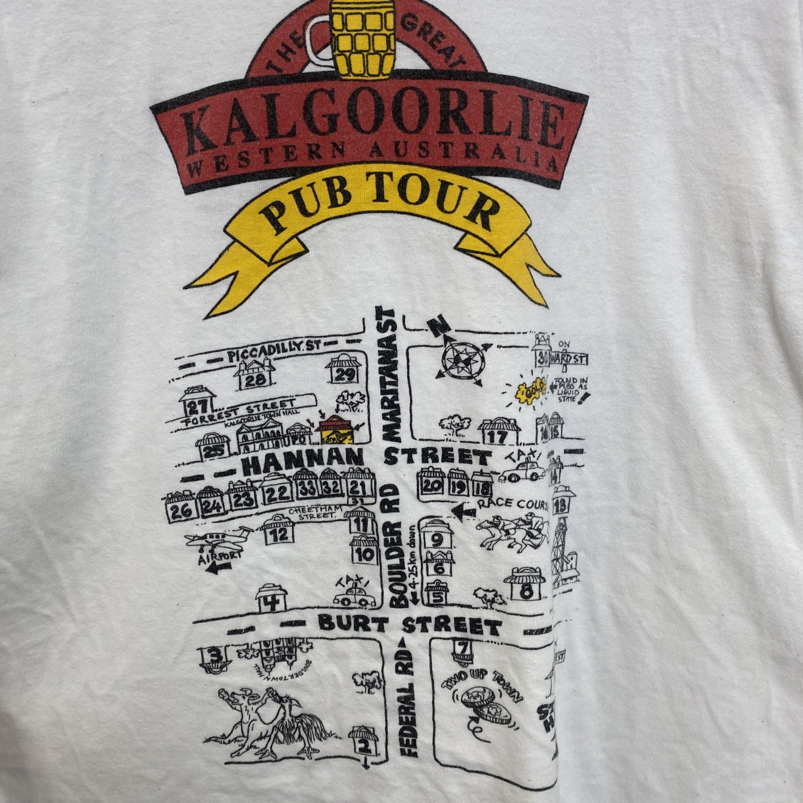 Australia　半袖プリントツアーTシャツ　オーストラリア　両面プリント　beer　白　ホワイト　Mサイズ