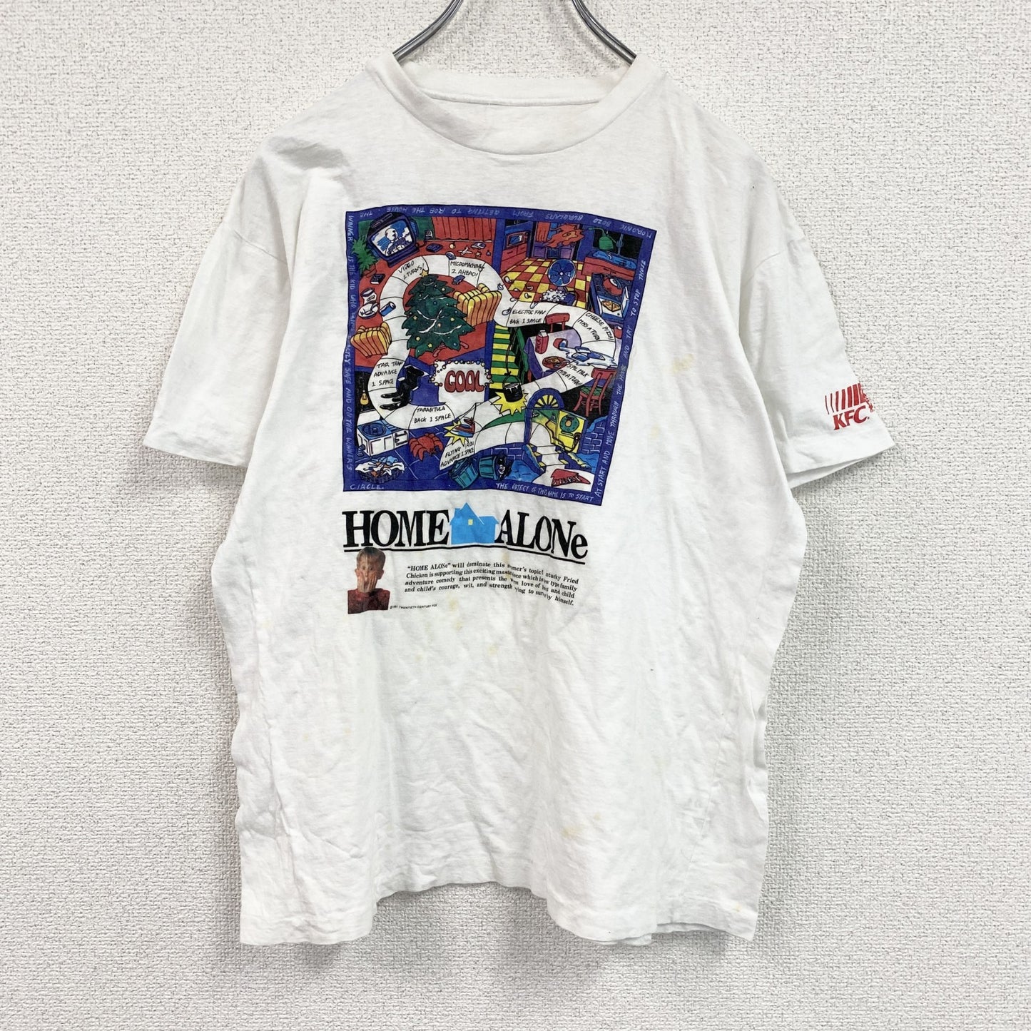 90s　KFC　ケーエフシー　HOME ALONe　ホームアローン　半袖プリントTシャツ　コラボT　白　ホワイト　