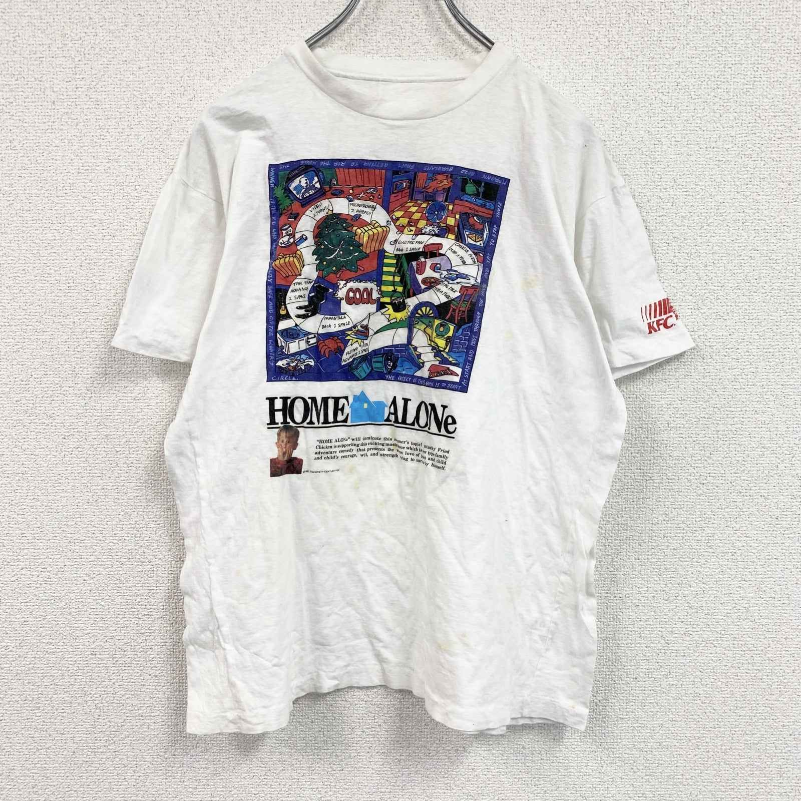 90s　KFC　ケーエフシー　HOME ALONe　ホームアローン　半袖プリントTシャツ　コラボT　白　ホワイト　