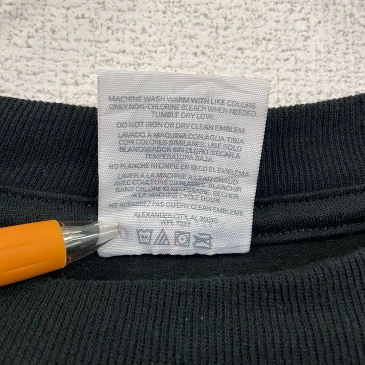 古着 used　JERZEES　半袖ビッグプリントTシャツ　クルーネック　レトロデザイン　バックプリント　黒　ブラック　XLサイズ