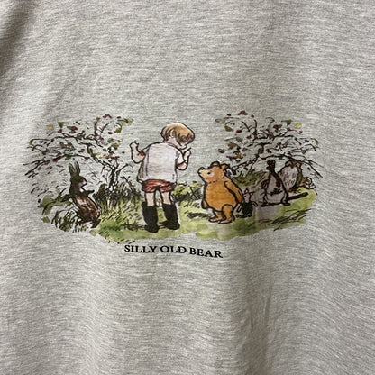 古着 used　SILLY OLD BEAR　長袖プリントスウェット　トレーナー　くまのプーさん　キャラクター　グレー　レトロ
