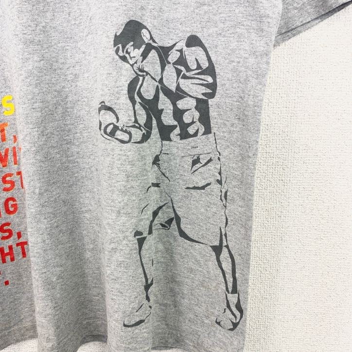 古着 used　adidas　アディダス　半袖プリントクルーネックTシャツ　ボクシング　スポーツ　グレー　Mサイズ
