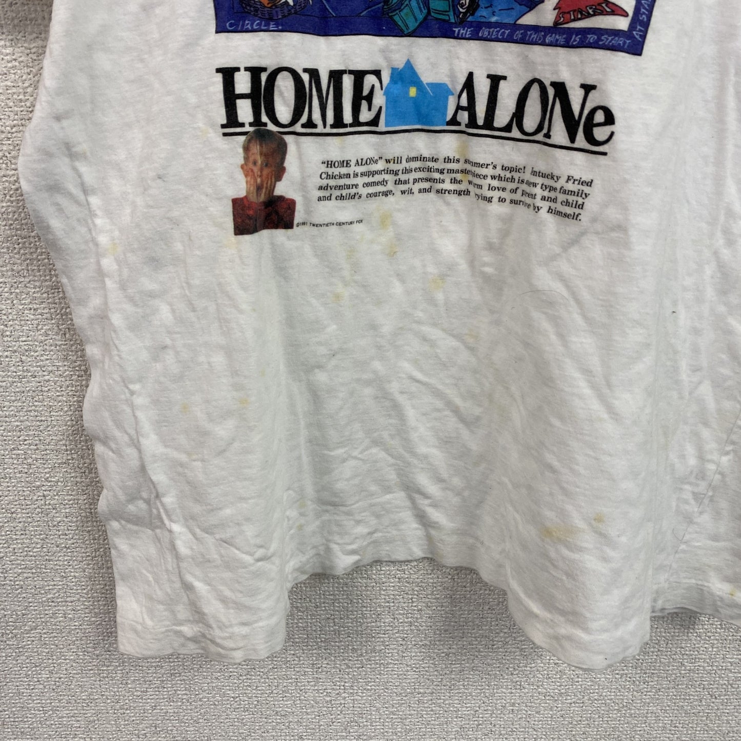90s　KFC　ケーエフシー　HOME ALONe　ホームアローン　半袖プリントTシャツ　コラボT　白　ホワイト　