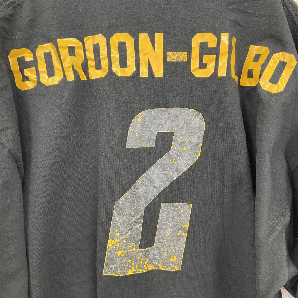 古着 used　JERZEES　半袖ビッグプリントTシャツ　クルーネック　レトロデザイン　バックプリント　黒　ブラック　XLサイズ