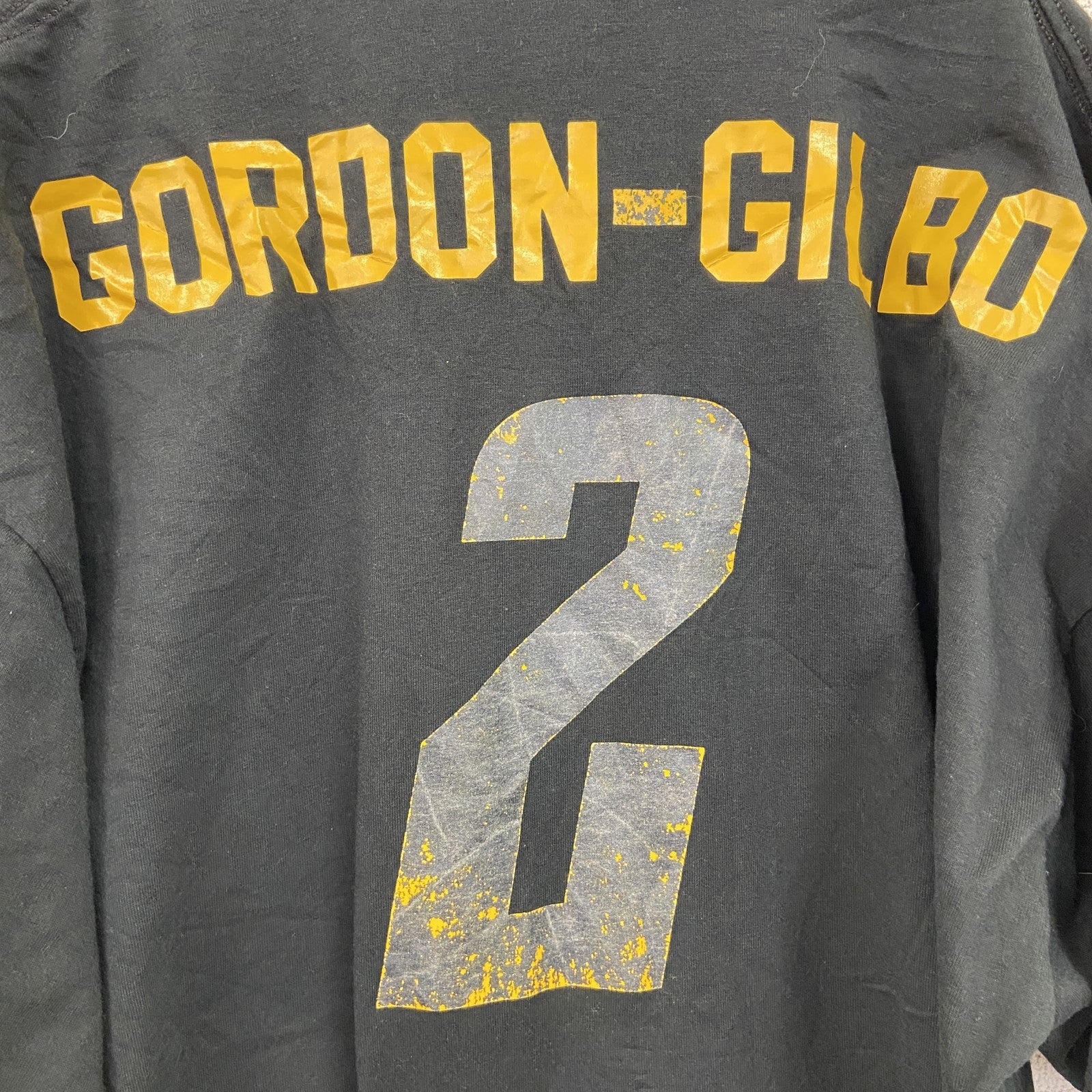 古着 used　JERZEES　半袖ビッグプリントTシャツ　クルーネック　レトロデザイン　バックプリント　黒　ブラック　XLサイズ