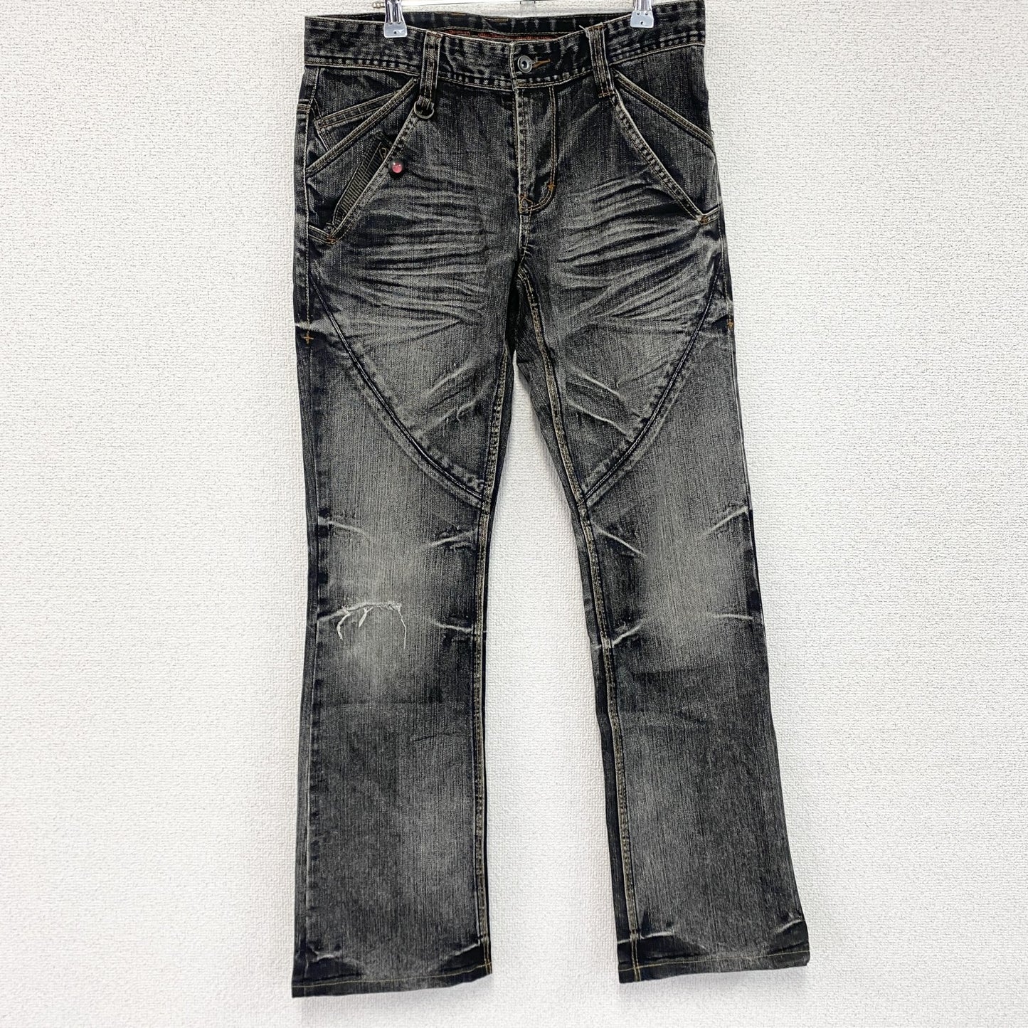 NICOLE CLUB FOR MEN　ブラックデニムパンツ/ジーンズ　ジップフライ　黒　ブラック　インディゴ　46サイズ
