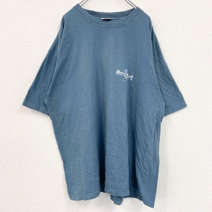 古着 used　Hard Rock Cafe　ハードロックカフェ　半袖ビッグプリントTシャツ　クルーネック　ブルー　XXLサイズ　