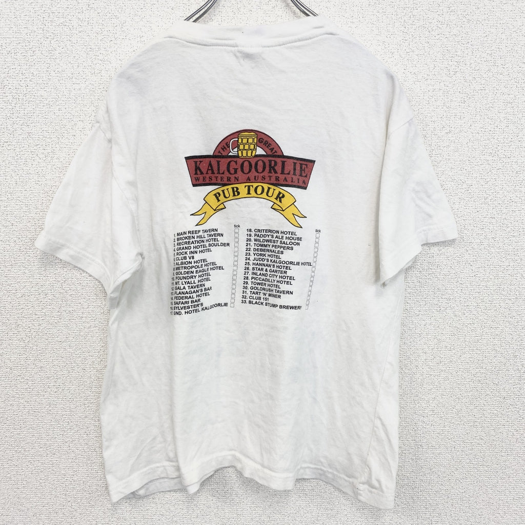 Australia　半袖プリントツアーTシャツ　オーストラリア　両面プリント　beer　白　ホワイト　Mサイズ