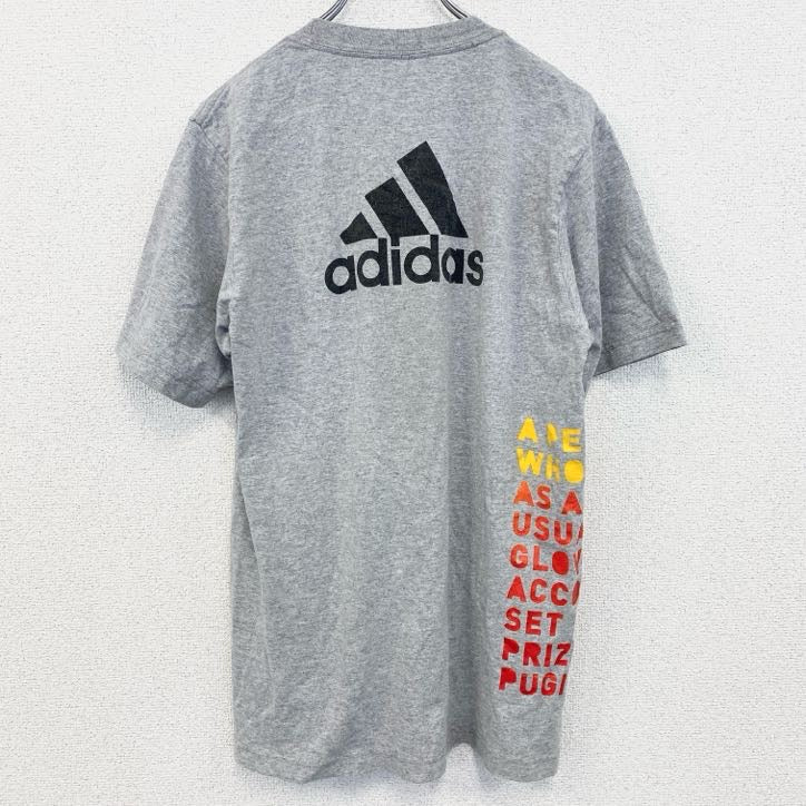 古着 used　adidas　アディダス　半袖プリントクルーネックTシャツ　ボクシング　スポーツ　グレー　Mサイズ