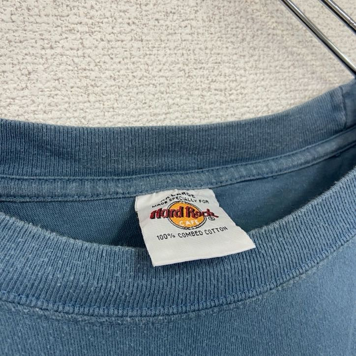 古着 used　Hard Rock Cafe　ハードロックカフェ　半袖ビッグプリントTシャツ　クルーネック　ブルー　XXLサイズ　