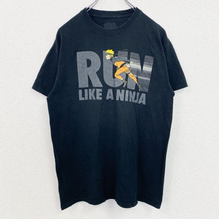 古着 used　NARUTO　うずまきナルト　半袖アニメプリントTシャツ　キャラクターデザイン　黒　ヴィンテージ　Mサイズ