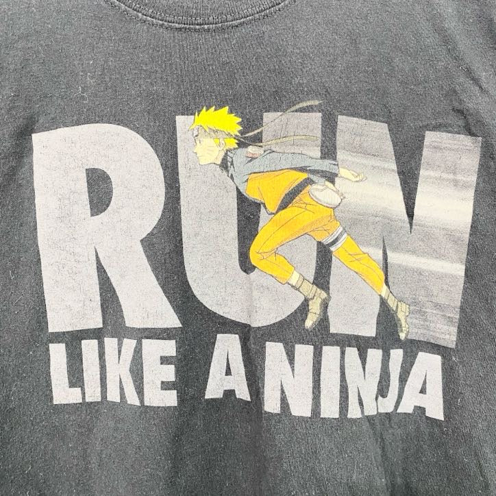 古着 used　NARUTO　うずまきナルト　半袖アニメプリントTシャツ　キャラクターデザイン　黒　ヴィンテージ　Mサイズ
