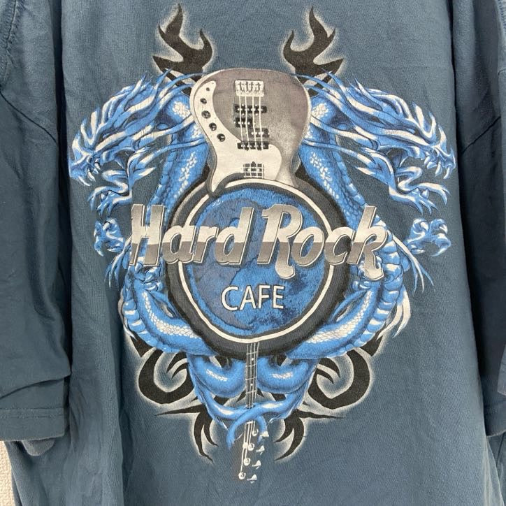 古着 used　Hard Rock Cafe　ハードロックカフェ　半袖ビッグプリントTシャツ　クルーネック　ブルー　XXLサイズ　