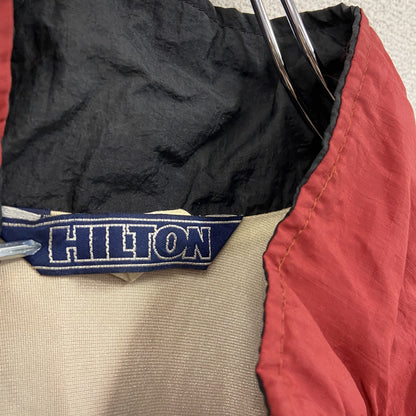 ～90s　HILTON　ヒルトン　ウインドブレーカー　フルジップジャケット　ヴィンテージ　赤　レッド　XLサイズ
