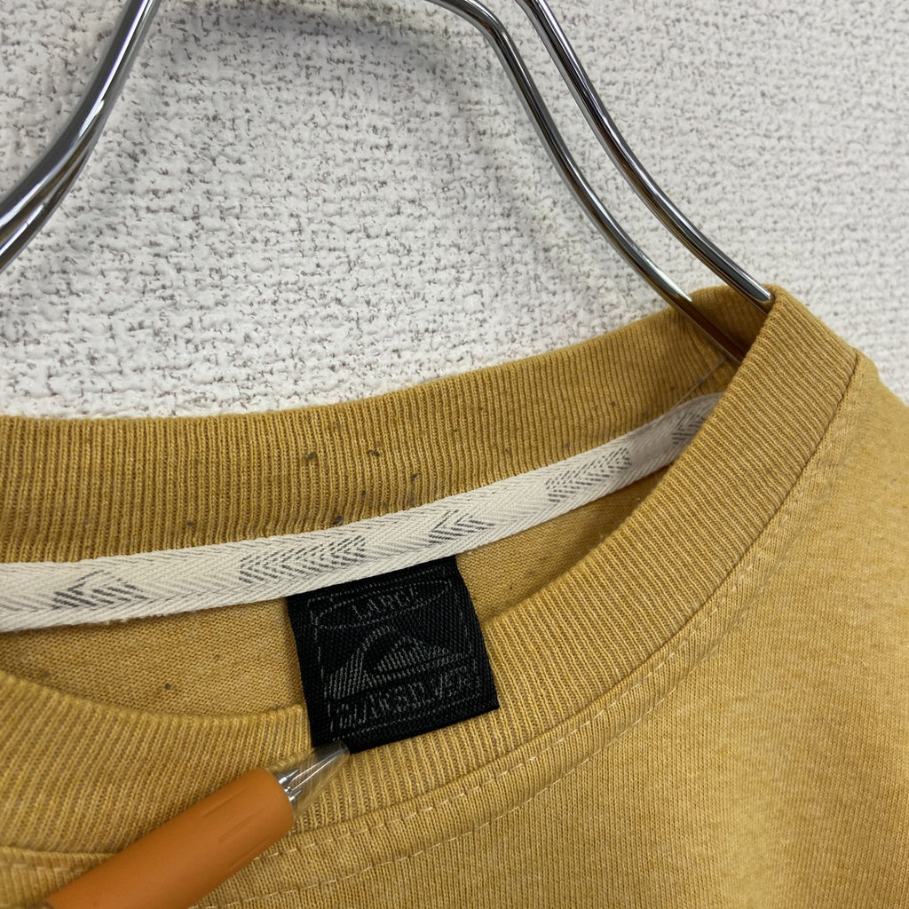 古着 used　Quiksilver　長袖スウェット　両面プリント　レトロデザイン　クルーネック　イエロー　黄色　Lサイズ