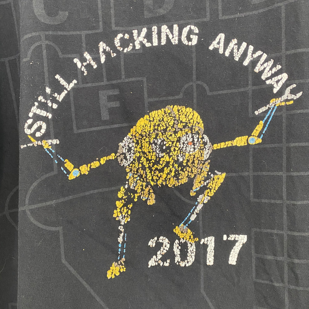 CYBER　半袖プリントキャラクターTシャツ　暗号学的ハッシュ関数　アーチプリント　両面プリント　黒　ブラック　Lサイズ