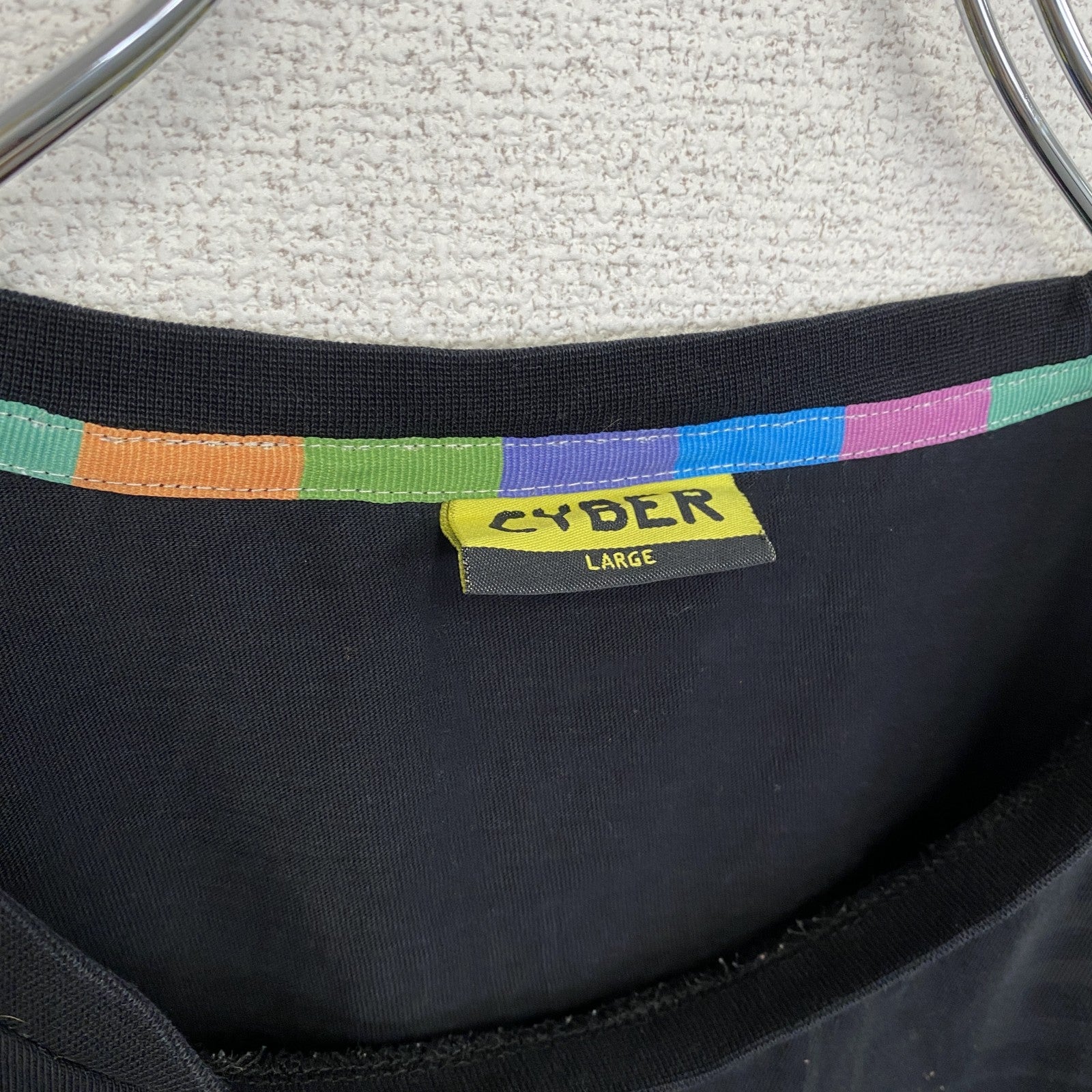 CYBER　半袖プリントキャラクターTシャツ　暗号学的ハッシュ関数　アーチプリント　両面プリント　黒　ブラック　Lサイズ