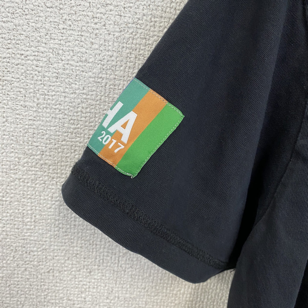 CYBER　半袖プリントキャラクターTシャツ　暗号学的ハッシュ関数　アーチプリント　両面プリント　黒　ブラック　Lサイズ
