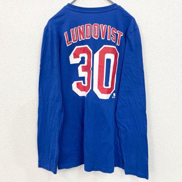 古着 used　adidas　アディダス　NHL　長袖プリントTシャツ　ニューヨークレンジャーズ　ホッケー　背番号　XLサイズ