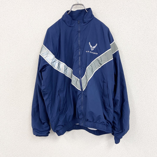 　U.S.AIR FORCE　PTU　トレーニングジャケット　ナイロンジャケット　米軍　紺　ネイビー　Sサイズ