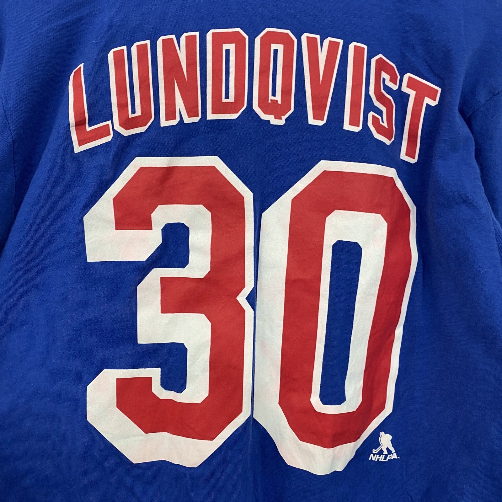 古着 used　adidas　アディダス　NHL　長袖プリントTシャツ　ニューヨークレンジャーズ　ホッケー　背番号　XLサイズ