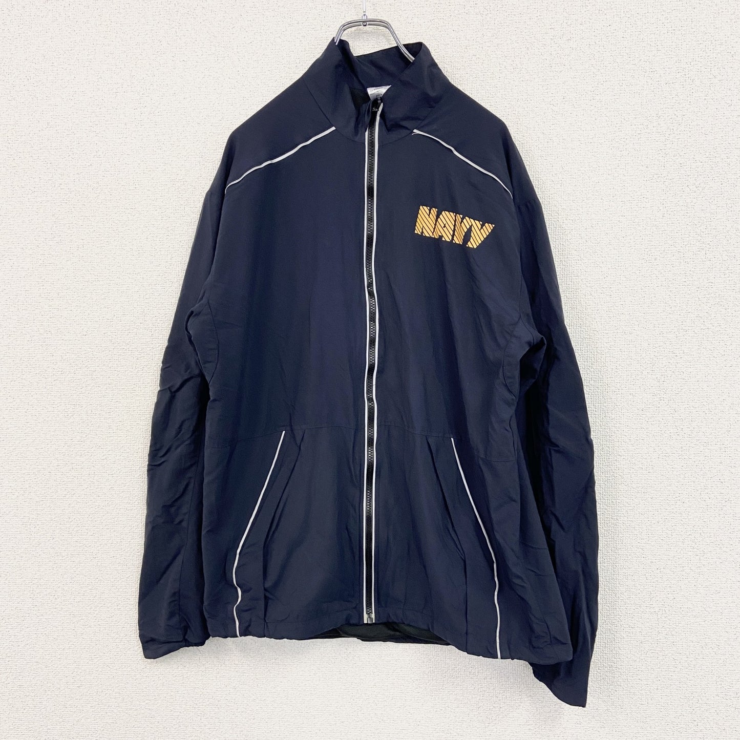 U.S.NAVY　RUNNING JACKET　ナイロンジャケット　ミリタリー　米軍　デカロゴ　紺　ネイビー　Sサイズ